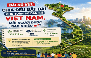 Bài Đố Vui: Nếu Chia Đều Đất Đai Cho Toàn Bộ Dân Số Việt Nam, Mỗi Người Sẽ Được Bao Nhiêu Mét Vuông?