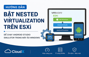 Hướng dẫn bật Nested Virtualization trên ESXi để chạy Android Studio Emulator trong máy ảo Windows