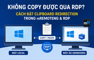 Không copy được giữa máy Windows và máy ảo qua mRemoteNG/RDP: Nguyên nhân và cách sửa