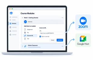 Hướng dẫn thêm phòng học Zoom hoặc Google Meet vào học phần trên CloudX