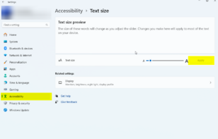 Điều chỉnh font kích thước chữ trên win 11