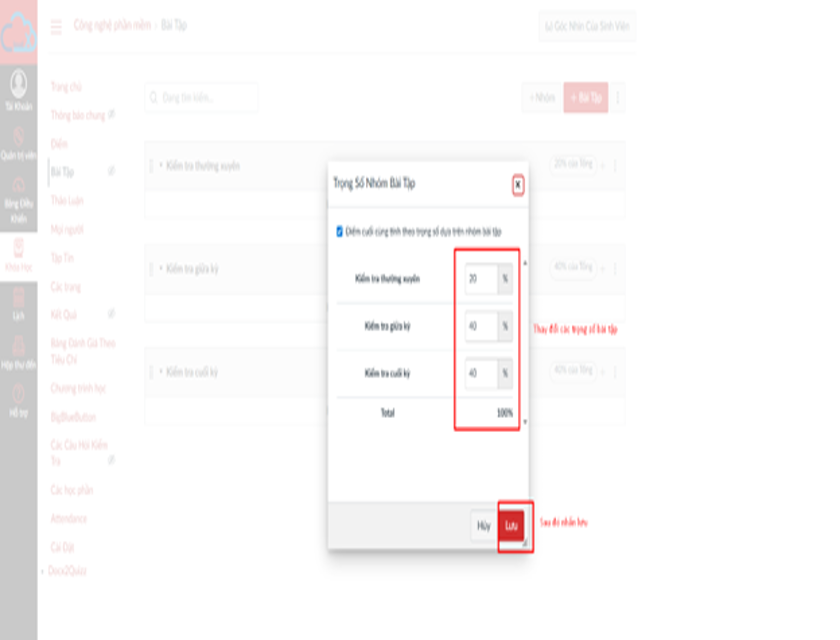 HƯỚNG DẪN THIẾT LẬP TRỌNG SỐ VÀ THÊM BÀI TẬP TRÊN CANVAS LMS